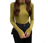 Fastigeaty Poliestere Manica Lunga Mezza Dolcevita Camicia per le Donne | per il design slim per la vestibilità, maniche lunghe, mezzo dolcevita, stile casual, adatto per primavera e autunno