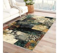 FASTLATE Tappeto dal design astratto fluido con motivo floreale, retro in gomma spessa, non perde pelo, per soggiorno, sala da pranzo, animali domestici (multicolore), multicolore, 60 x 90 cm