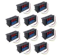 Fastsaw 10PCS 0.28 "Volt Amp Meter Digitale Voltmetro Ammometro DC 100V 10A Impermeabile Dual Display Corrente Misuratore di Tensione Mini Ammometro Voltmetro 3 Bits Dual LED Display Panel (Rosso-Blu)