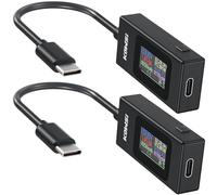 Fastsaw 2 Pcs USB C Tester Power Meter, Multimetro digitale, Tipo C Tester di Tensione e Corrente Tester, Orario di Lavoro Ammeter Voltmetro USB Cavo Caricatore Rivelatore LED Display