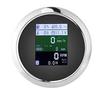 FastUU Indicatore Multifunzione 6 in 1, tachimetro GPS Contagiri Voltmetro Temperatura Acqua Livello Carburante Indicatore Pressione Olio per Auto, Barca, Yacht(UE Nera)