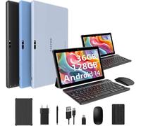 FASTWD 2025 Newest Tablet 10 Pollici Android 14,Tablet PC 5G WiFi 36GB RAM+128GB ROM (1TB TF),Batteria 8000mAh,Tablet 2 in 1 con tastiera,penna,mouse,Blu