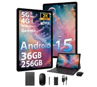 FASTWD Tablet Android 15-11 Pollici Tablet con 4G LTE e 5G WiFi,36GB RAM + 256GB ROM,5G WiFi,Octa Core,9580mAh,Foto AI 16MP+8MP,TÜV,GPS,Gemini AI,Tablets in Offerta con Widevine L1,Nero