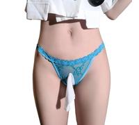 FASXIR Mini Mutandine in Pizzo Bikini Sexy Slip Perizoma Perizoma Trasparente T Posteriore Biancheria Intima per Donne Uomini, Guaina Aperta Blu, Taglia Unica