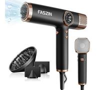 Faszin Asciugacapelli leggero con motore ad alta velocità di 110.000 giri/min per asciugatura rapida, asciuga capelli ionico da 200 milioni, asciuga capelli da viaggio a basso rumore (nero) (Nero)