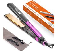 Faszin Piastra Capelli Professionale 2-In-1, Piastre Ioniche di Titanio, Riscaldamento In Soli 20 Secondi, Display LCD Chiaro, Ideale Per Capelli Lisci, Ricci e Mossi