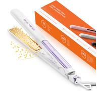 Faszin Piastra Capelli Professionale 2-In-1, Piastre Ioniche di Titanio, Riscaldamento In Soli 20 Secondi, Display LCD Chiaro, Ideale Per Capelli Lisci, Ricci e Mossi