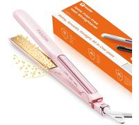 Faszin Piastra Capelli Professionale Stretta 2-in-1, Titanio Ionico, Riscaldamento 20s, Display LCD, Per Lisci, Ricci e Styling Precisi, Meglio di Piastre Larghe（Stella rosa）