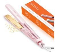 Faszin Piastra per capelli 2 in 1, riscaldata in 20 secondi, piastra per capelli, in titanio con ioni di ferro, schermo LCD chiaro, ideale per lisciare, arricciare e creare onde -rosa