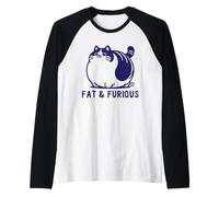 Fat And Furious Cat Maglia con Maniche Raglan