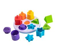 Fat Brain Toys Plugzy Gioco educativo sensoriale Impila e Incastra, 6 diverse forme e colori da abbinare tra loro, con cappuccio in silicone alimentare, diversi modi di giocare, adatto dai 10 mesi
