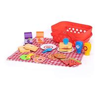 Fat Brain Toys Pretendables - Set di cestini da picnic per bambini, cestino da picnic e coperta con cibo e accessori in legno, giocattoli educativi per bambini, set di cibo giocattolo durevole per