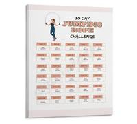 Fat Burning Jump Rope Challenge Poster 30 Day Workout Calendar for Men Women Home Gym Decor Canvas(Unframed,08x12inch(20x30cm))