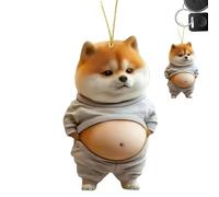Fat - Ciondolo a forma di carrozzina per cani spessa, decorazione per specchietto retrovisore per auto, accessorio per lo styling interno 2D in grasso acrilico