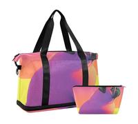 Fat Dog, borsa da allenamento con dopamina colorata, borsa a tracolla per weekender, con tracolla regolabile, per viaggi di lavoro, set da 2 pezzi, colore della dopamina del cane grasso, 1 size