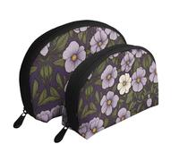 Fat Groundhog Moon - Trousse da viaggio per cosmetici, portatile, impermeabile, per ragazze e donne., Fiori viola, One Size