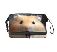 Fat Hamster - Trousse per cosmetici a doppio strato, per donne e ragazze, borsa da viaggio per trucchi e trucchi, pratica borsa organizer con scomparto per pennelli, Multi, 27x15x14 cm/10.6x5.9x5.5