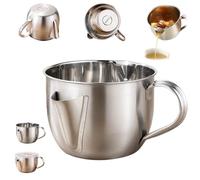Fat Separator with Dual Spout Design,Reusable Fat Separator Jug with Cool Touch Handle,Stainless Steel Gravy and Sauce Strainer with Lid For Broth Soup Stew & Cooking (without Lid)