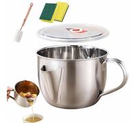 Fat Separator with Dual Spout Design,Stainless Steel Gravy Fat Separator with Lid,Meat Strainer for Grease with Handle,Remove Excess Oil from Soup Or Food,for Cooking Turkey Meat Beef Chicken (1 set)