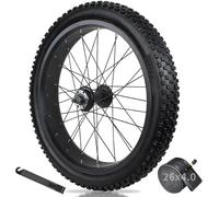 Fat Tire Bike Rear Wheel for Snow 20/26 X 4.0'', Beach Bike Aluminum Alloy Bike Rim with Tire and Tube 36H 195mm Hub for 7-10s Rotary Freewheel Disc Brake(20'')