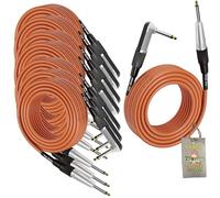 Fat Toad Cavi per chitarra da 6,1 m (serie ShieldedPRO X), confezione da 8, cavi TS da angolo retto a dritto da 0,6 cm, cavo 24 AWG per amplificatore, pedale, basso, uso in studio