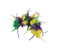 Fat Tuesday - Fascia per capelli con ghirlande piumate per feste in maschera, carnevale, oversize, fascia per capelli colorata da donna