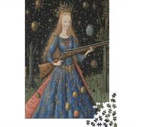Fata con un fucile in mano- Arte medievale1000 Pezzi Impossibili Per Adulti, Giochi, Regali, Sfide Per Bambini70x50cm/1000pcs