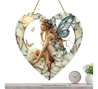 Fata da appendere - Acchiappasole in vetro acrilico colorato | Robusta fata a di cuore da appendere | Fata in per giardino, casa, interni ed esterni, decorazione da appendere