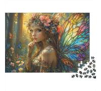 Fata della Foresta Puzzle 1000 Pezzi Carta Puzzle per Adulti Ali Floreali Gioco di Puzzle 1000 Pezzi Relax Arredo Regalo 52x38cm/1000pcs