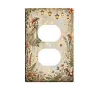 Fata Duplex Outlet Covers Placca da parete, fantasiosa lanterna rustica fiore primavera plastica neutra dimensioni standard doppia presa di corrente piastra di copertura per nuovo appartamento casa