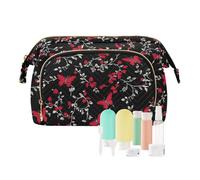 Fata Farfalla Rosso Nero Borsa Da Viaggio Cerniera Appeso Cosmetici Borsa Da Donna Portamonete per Grande