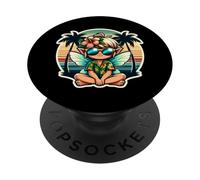Fata tropicale vacanze estive vintage tramonto fiore PopSockets PopGrip Adesivo