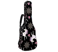 Fata Unicorns Nero Morbido Basso Chitarra Custodia Custodia con Gancio Posteriore Loop Electirc Chitarra Zaino Foglie Ananas Coralcm Spessore Imbottitura di Sicurezza
