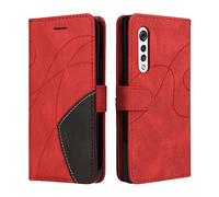 Fatcatparadise Cover per LG Velvet 2 PRO, Flip Caso in PU Pelle Case Cover Libro Portafoglio Protettiva Custodia con TPU Sottile Antiurto,[Kickstand][Slot per Schede][Chiusura Magnetica] (Rosso)