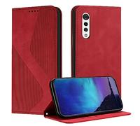 Fatcatparadise Cover per LG Velvet/G9/G900, Custodia LG Velvet/G9/G900, Cover a Libro Wallet in Pelle Premium Protettiva Portafoglio Antifurto Chiusura Magnetica Flip Telefono Case Custodie (Rosso)