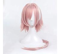 Fate(Apocrypha Anime Character Astolfo Cosplay Wigs with Braid Heat Resistant Sythetic Fiber Cherry and White Long Straight Hair