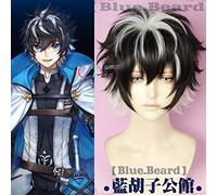 Fate Extella Link FGO Sabre Carlo Magno Corto Colore misto Nero Bianco Capelli sintetici Resistente al calore Cosplay + Cappellino parrucca gratuito
