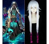 Fate Grand Order Asclepius Silver Rose Red Braid Long 105Cm Halloween Capelli Sintetici Resistente Al Calore Cosplay + Cappuccio Parrucca Gratuito
