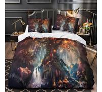 Fate incantate Set Di Copripiumino 3 pezzi ultra microfibra stampa di 3D con federe con federe Scena fantasy nel bosco copripiumino for adolescenti e ragazzi Double（200x200cm）