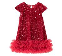 Fate, tutù per bambini, con paillettes scintillanti, per compleanni, feste, balli e ragazze, a pois, Colore: rosso, 5-6 Anni