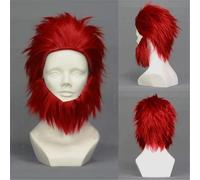 Fate/Zero Rider Short Red Slicked Back Fluffy Layered Hair Synthetic Fiber Resistance Heat Parrucche Cosplay + Parrucca Cap One Size come da foto