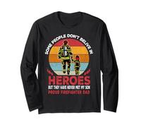 Father And Son Heroes Proud Firefighter Dad Fathers Day Maglia a Manica