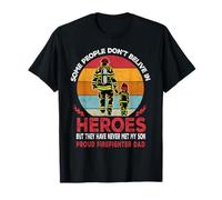 Father And Son Heroes Proud Firefighter Dad Fathers Day Maglietta
