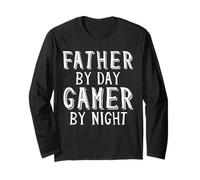 Father By Day Gamer By Night Geek Nerd Gaming Dad Gamers Maglia a Manica