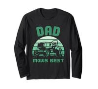 Father Dad Mows Best Dad Vintage Lawn Mowing Maglia a Manica
