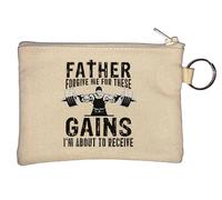 Father Forgive Me for These Gains I'm About to Receive Portachiavi Portamonete Beige