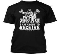 Father Forgive Me for These Gains I'm About to Receive Unisex 100% Cotton Short-Sleeve T-Shirts Black XL