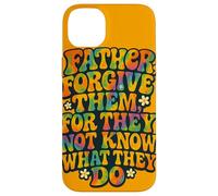 Father Forgive Them Retro Christian Bible Verse Citazione Custodia per iPhone 14 Plus