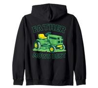 Father Mows Best Funny Lawn Mowing Tractor Festa del papà Felpa con Cappuccio