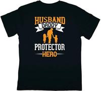 Fathers Day Husband Daddy Protector Hero Shirt for Dad Birthday Mens Women T Shirt 100% Cotton XXL